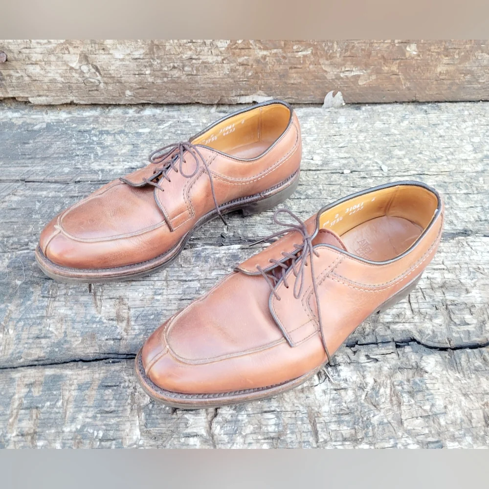 Men's Brown Leather Derby Shoes Allen Edmonds Stockbridge Size‎ 9.5 D Shoes